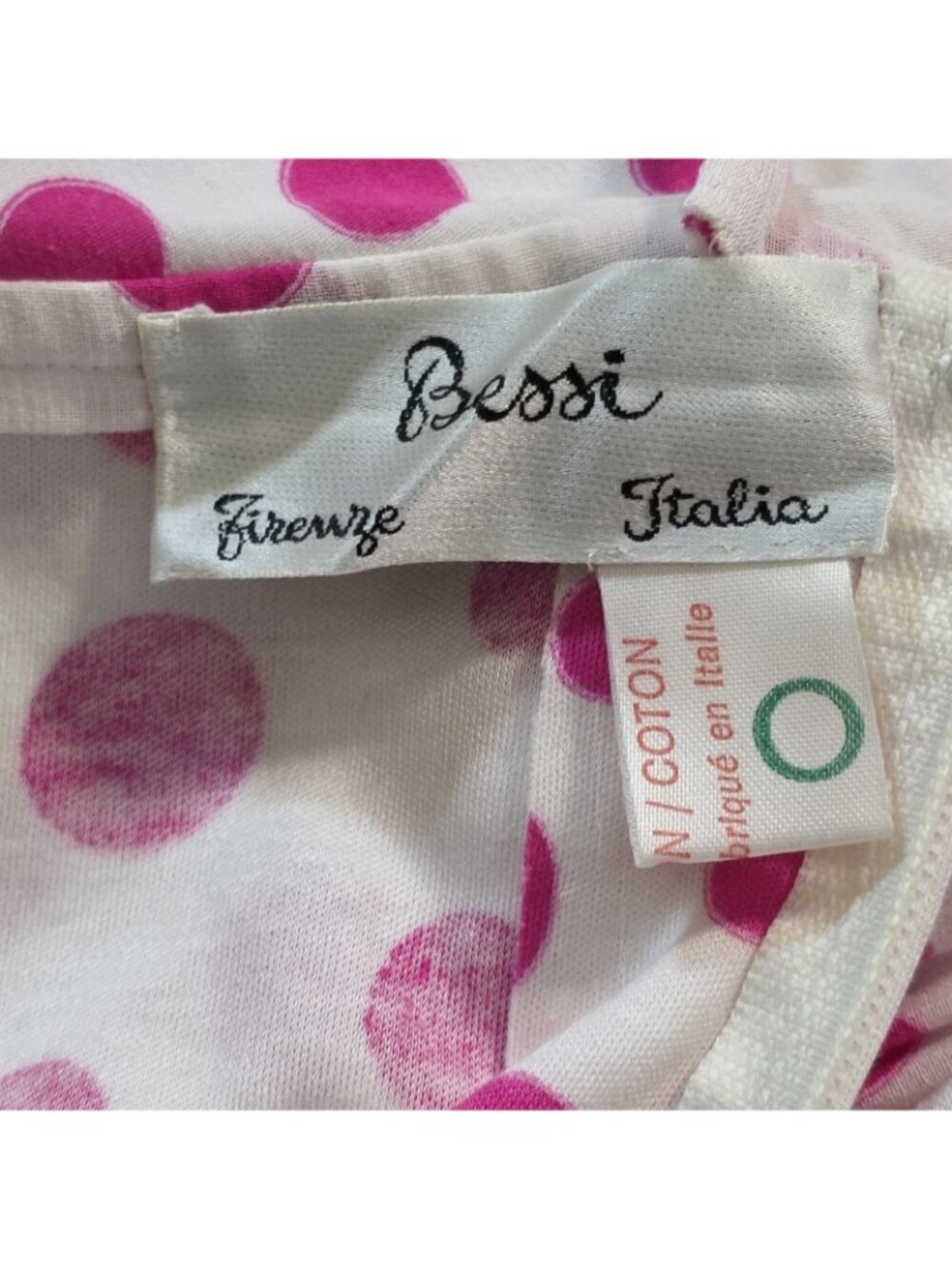 Vtg Bessi Firenze Italy Dress US 8 Pink Polka Dot Cotton Belted Midi Retro Chic - Picture 4 of 16